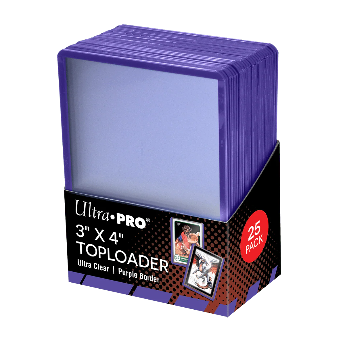 Toploaders à bordures colorées 3" x 4" (25ct) pour cartes à collectionner standard