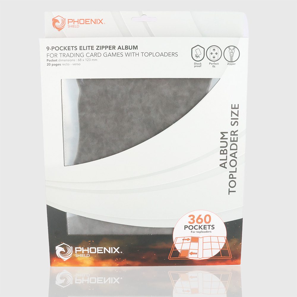 Phoenix Shield - Portfolio - - POUR TOPLOADERS - ALBUM DELUXE ZIP - GRIS TEXTURE VELOUR - 20 pages de 9 cases (360 cartes recto-verso) - POUR TOPLOADERS